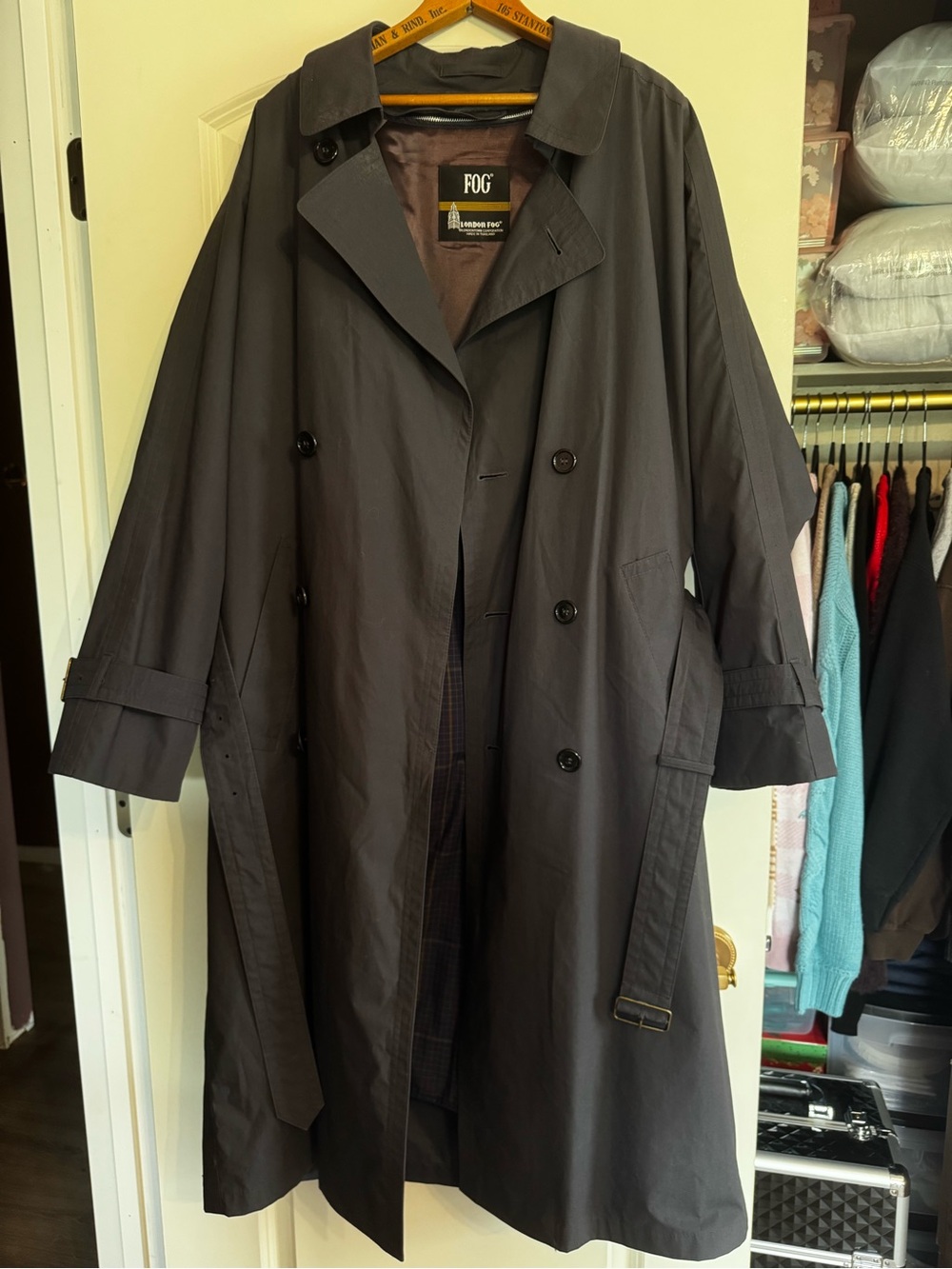 Vintage Fog by London Fog Navy Trench Rain Coat w/ Removable Thermal Layer Sz 38